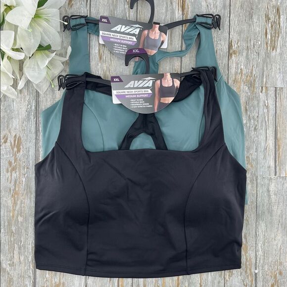 Avia Other - Women’s Square Neck Sports Bra Medium Support 2-Pack Size XXL